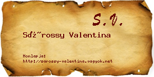 Sárossy Valentina névjegykártya